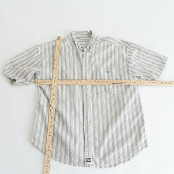 Vintage 90'S Northern Elements Cream & Blue Stripe Button Up Shirt Size XL (5) - Picture 2 of 10